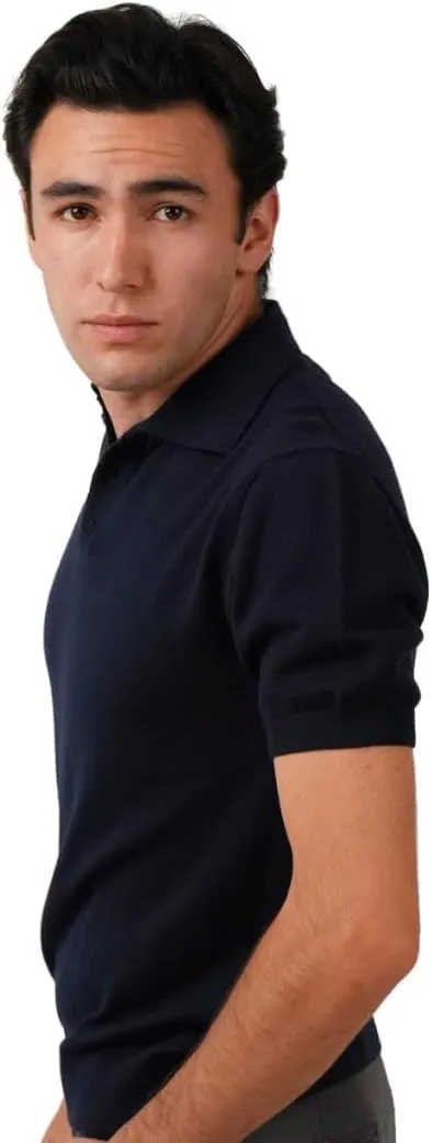 | Premium Merino Wool Polo Shirt - Plain Model | Woolmark Certified | 100% Wool for Men