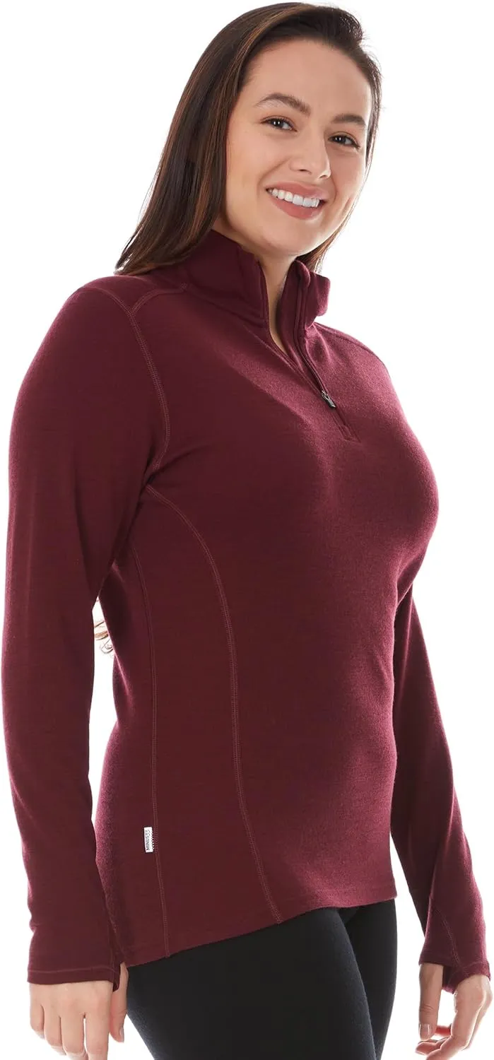 100% Merino Wool - Midweight Womens 1/4 Zip - Midlayer