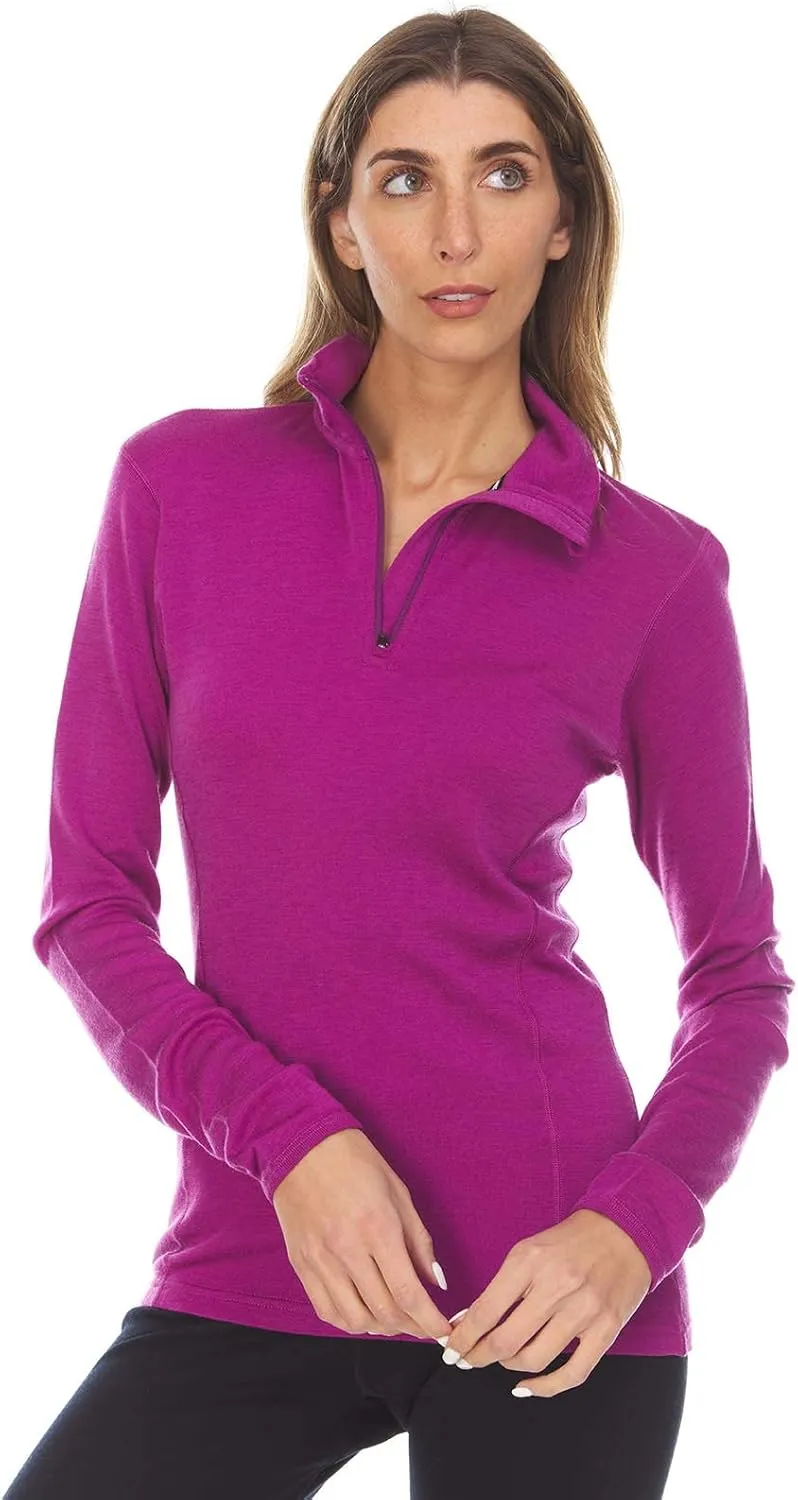 100% Merino Wool - Midweight Womens 1/4 Zip - Midlayer