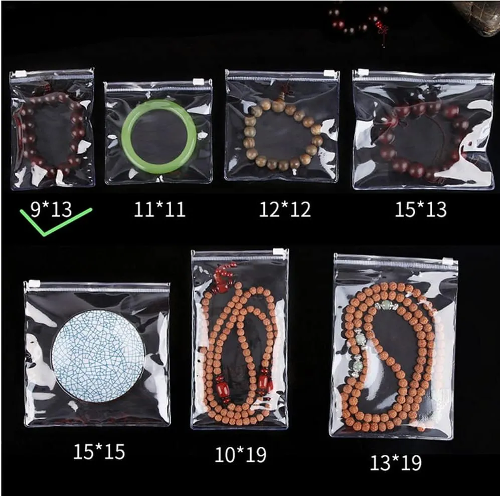 100 Self Seal PVC Pack Zipper Lock Bags,Clear Jewelry Anti Oxidation Bag Clarity Tarnish Prevention,Small Sealed Bag,Resealable packaging or Storage of Jewelry, Earrings and Rings (9x13cm/3.5x5inch)
