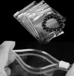 100 Self Seal PVC Pack Zipper Lock Bags,Clear Jewelry Anti Oxidation Bag Clarity Tarnish Prevention,Small Sealed Bag,Resealable packaging or Storage of Jewelry, Earrings and Rings (9x13cm/3.5x5inch)