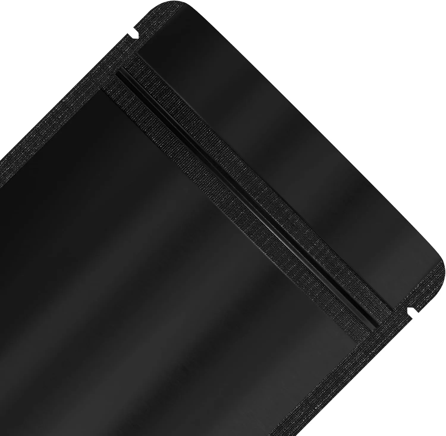 100pcs Frosted Clear Window Stand Up Colored Metallic Foil Resealable Zipper Seal Bags (Black, Standup | 2oz)