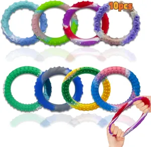 10PCS Sensory Fidget Toys for Kids Adults-Stretchy Fidget Bracelet&exture,Calming Autism Sensory Toys for Needs Autistic Children,Calm Down Toy for Toddler Girls Boys