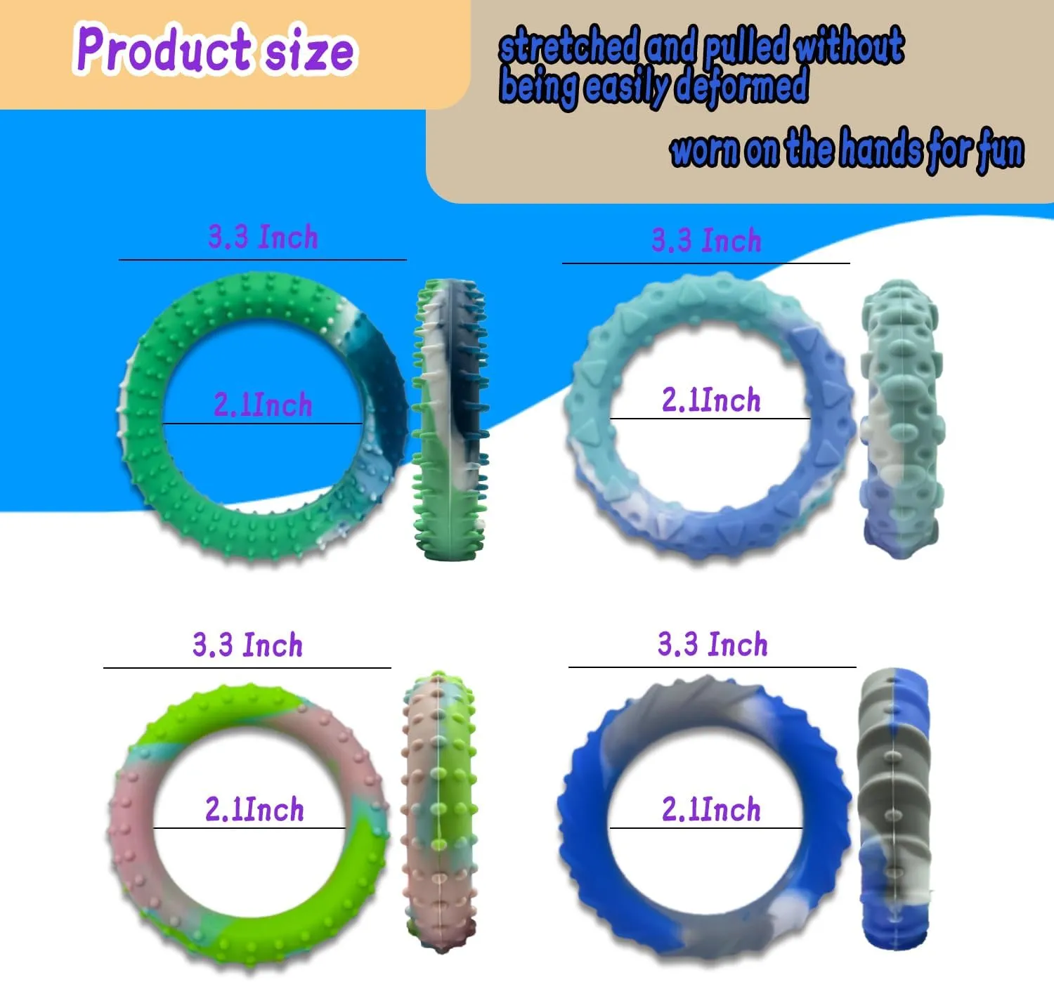 10PCS Sensory Fidget Toys for Kids Adults-Stretchy Fidget Bracelet&exture,Calming Autism Sensory Toys for Needs Autistic Children,Calm Down Toy for Toddler Girls Boys
