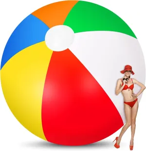12 Foot Giant Inflatable Beach Ball Jumbo Rainbow Colored Beach Ball Large Beach Ball Big Pool Ball Inflatable Beach Ball Sport Beach Ball Jumbo Toy for Swimming Pool Water Game Toy Party Decor