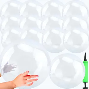 12 Pack 24 Inch 12 Inch Inflatable Clear Beach Ball Transparent Swimming Pool Balls for Kids Adults Summer Beach Pool Party Favors