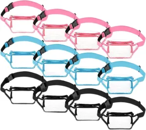 12 Pcs Clear Fanny Packs Women Men Waist Bag Approved Stadium Waterproof Adjustable Running Sport Accessories