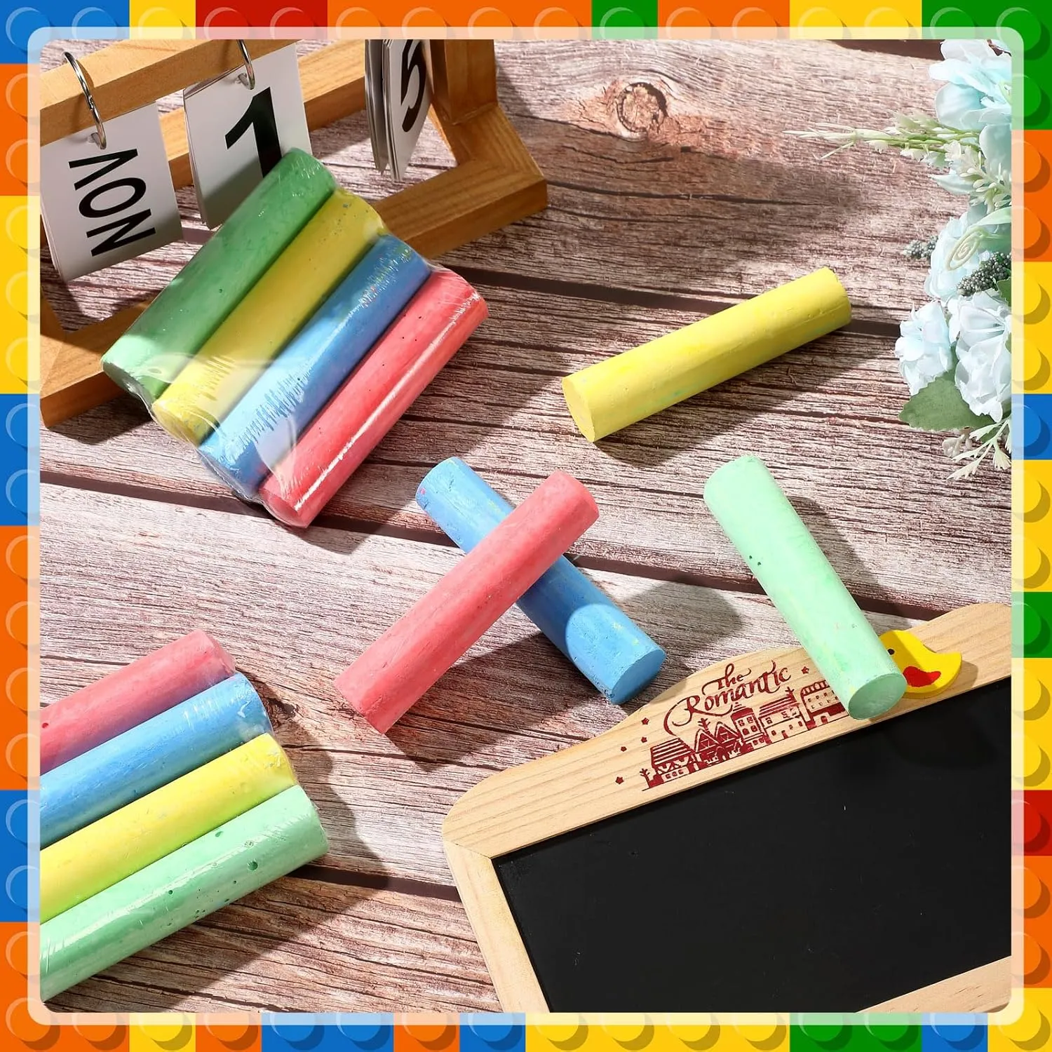 120 Pcs Sidewalk Chalks Set in 30 Count 4 Colors Non Toxic Jumbo Chalk for Party Gift Outdoor Art Play Painting (Red, Yellow, Blue, Fruit Green,Classic)