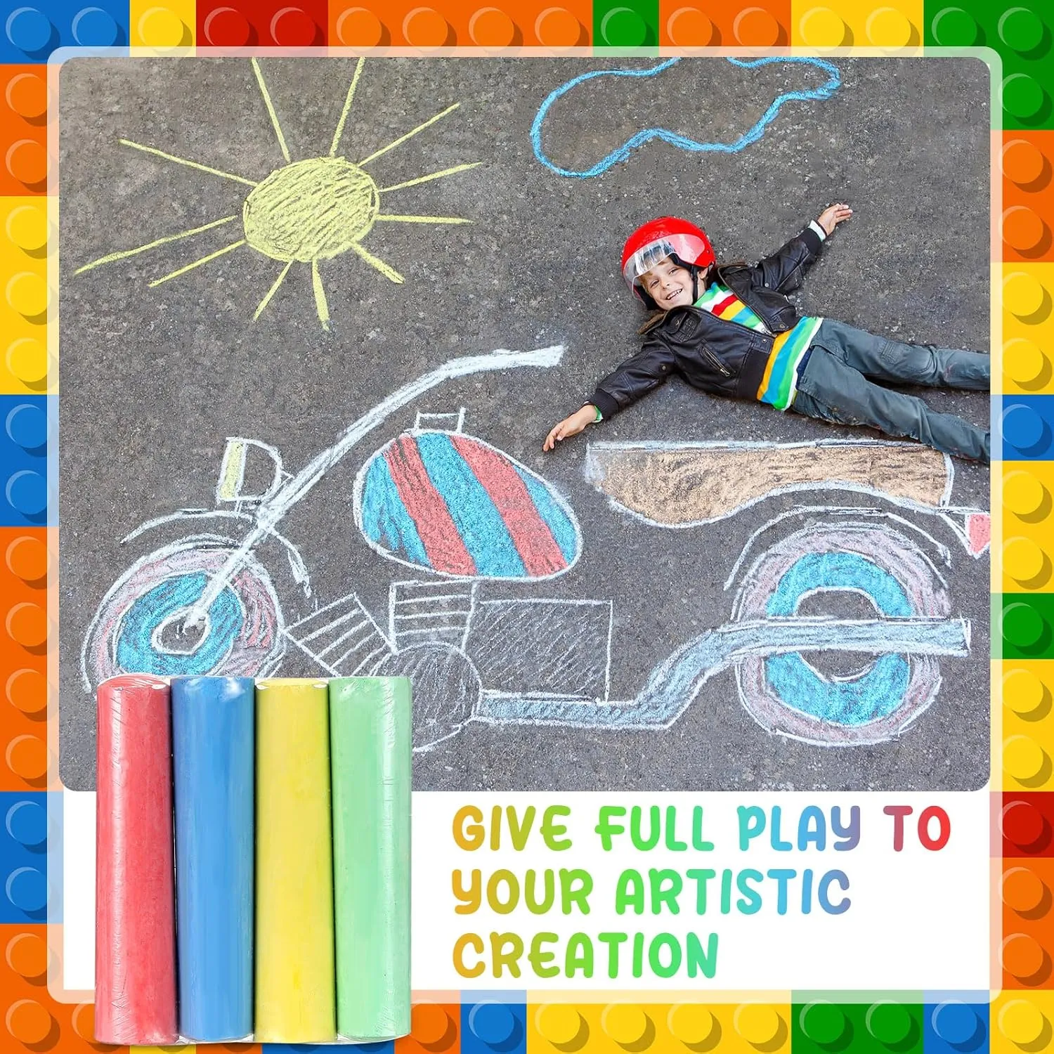 120 Pcs Sidewalk Chalks Set in 30 Count 4 Colors Non Toxic Jumbo Chalk for Party Gift Outdoor Art Play Painting (Red, Yellow, Blue, Fruit Green,Classic)