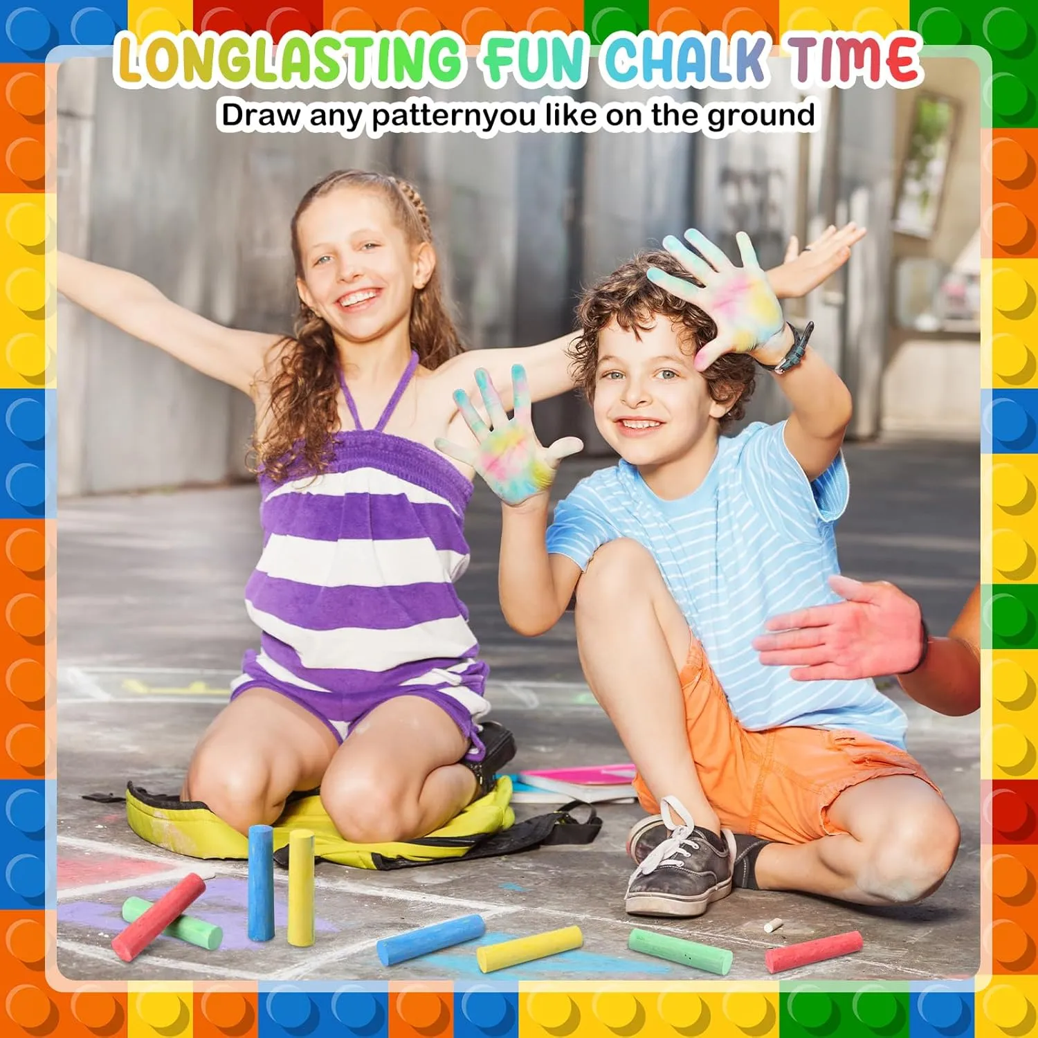 120 Pcs Sidewalk Chalks Set in 30 Count 4 Colors Non Toxic Jumbo Chalk for Party Gift Outdoor Art Play Painting (Red, Yellow, Blue, Fruit Green,Classic)