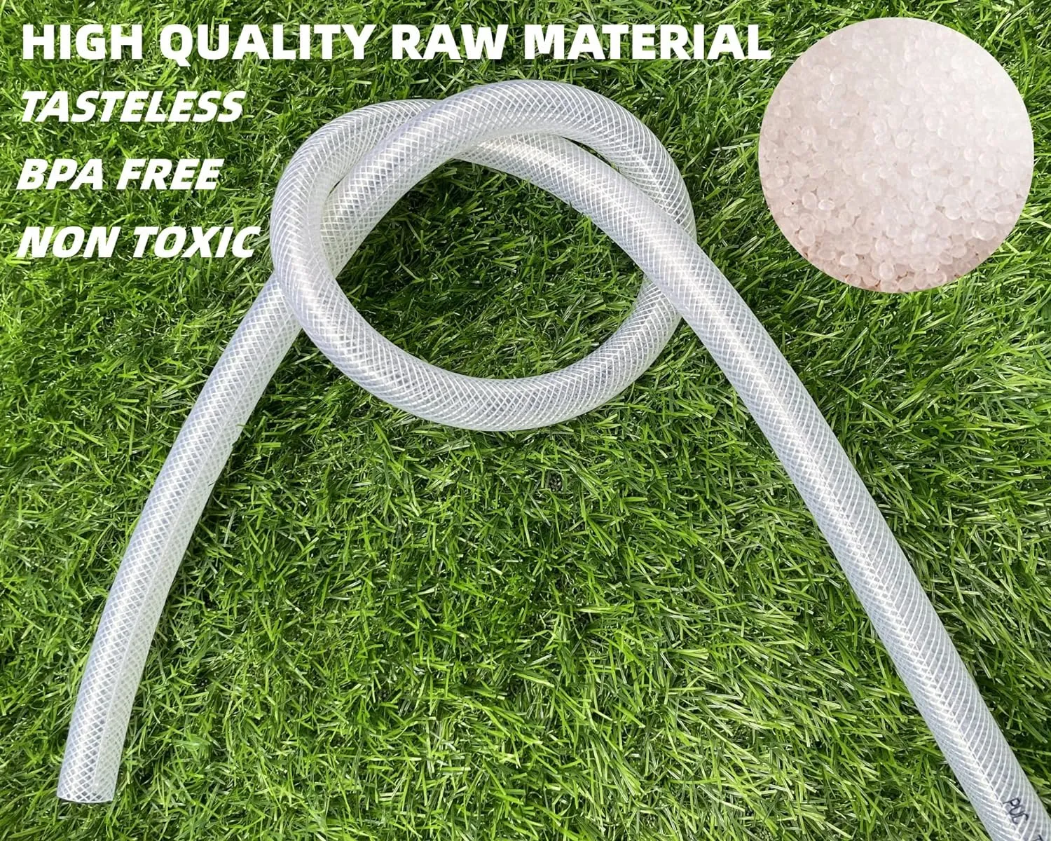 1/2" ID x 3/4" OD - 100 Ft High Pressure Braided Clear PVC Vinyl Tubing Flexible Vinyl Tube, Heavy Duty Reinforced Vinyl Hose Tubing