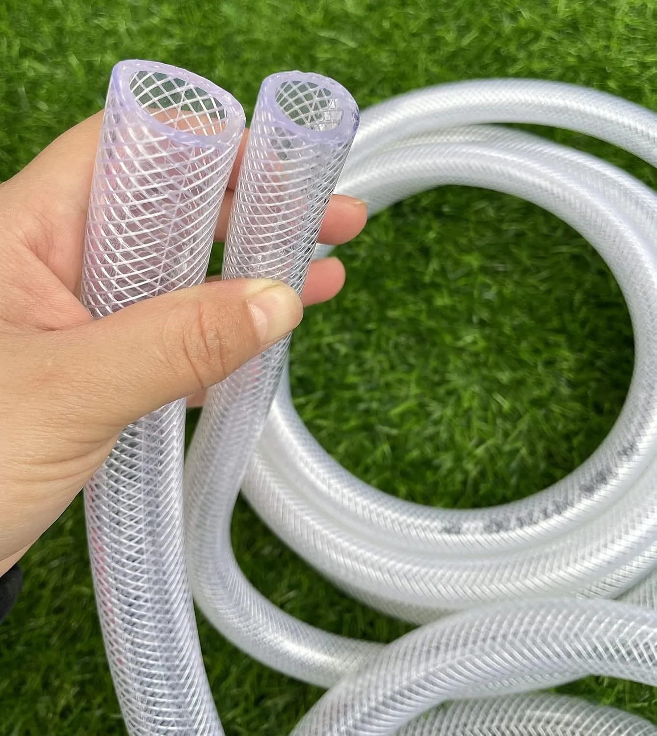 1/2" ID x 3/4" OD - 100 Ft High Pressure Braided Clear PVC Vinyl Tubing Flexible Vinyl Tube, Heavy Duty Reinforced Vinyl Hose Tubing