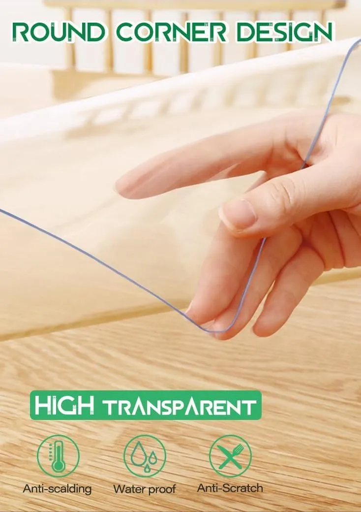 12X36 Inch Crystal Table Top Protector 1.5mm Thick Vinyl Clear Tablecloth Cover Protector Plastic Writing Desk Pad Non-Slip Table Mats on Top of Desk Coffee Table Dresser and Office Desk Mat