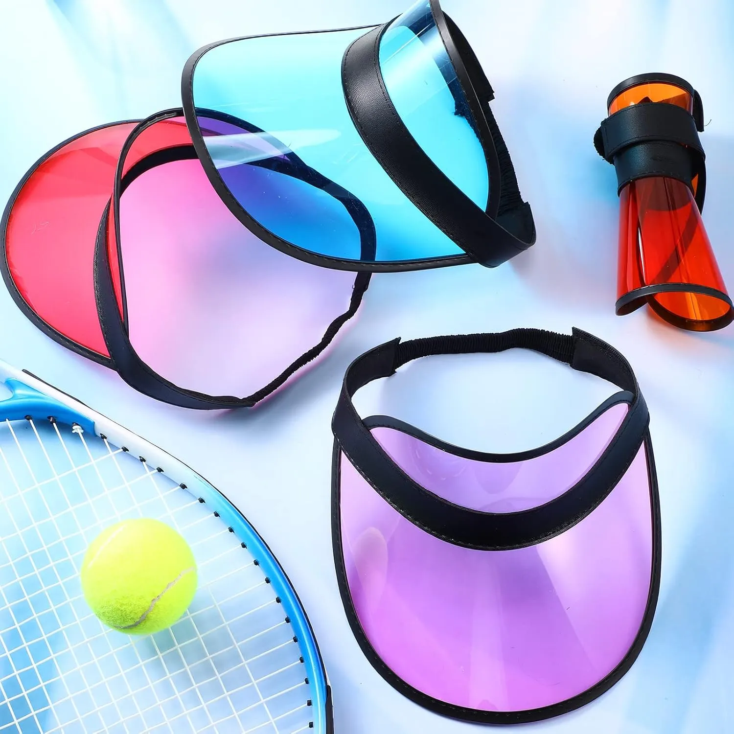 14 Pack Unisex Sun Visors Plastic Clear Cap Candy Color Transparent Tourist Visor Cap Colorful Poker Hat