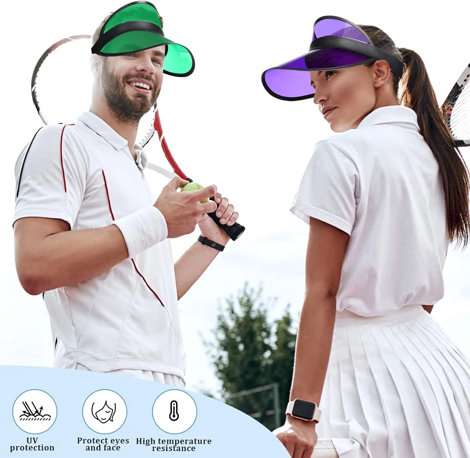 14 Pack Unisex Sun Visors Plastic Clear Cap Candy Color Transparent Tourist Visor Cap Colorful Poker Hat