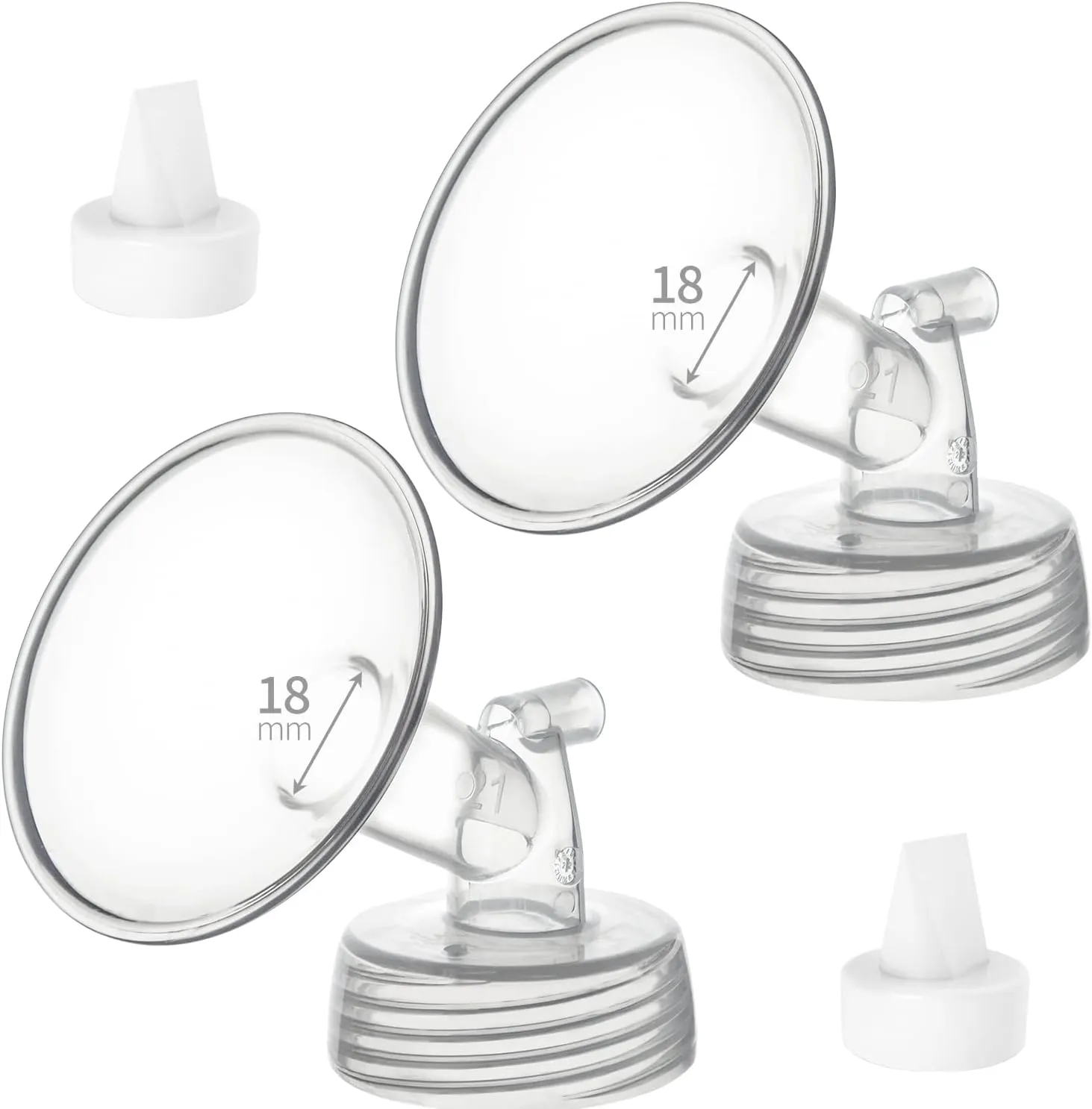 18mm Flange&Duckbill Valve Compatible with Spectra S2 S1 9 Plus Ameda MYA Motif Luna Breastpumps Replacement to Pump Parts Flange. Compatible with Spectra Parts/Accessories