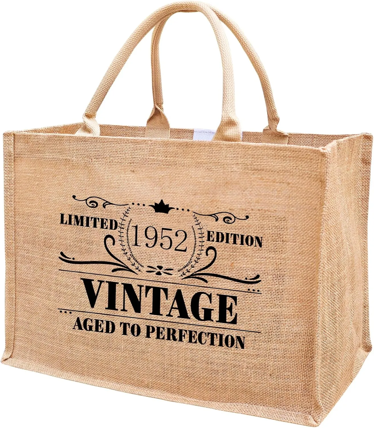 1946 1947 1948 1949 1950 1951 1952 1953 1954 1955 Burlap Jute Tote Bags for Women, 17" x 6.8" x 11.8"