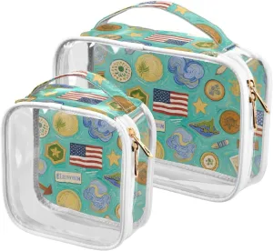 2 Pack clear Art Oil Painting American Unique mens toiletry travel bag TSA approved reusable travel makeup bags Men’s shaving kit