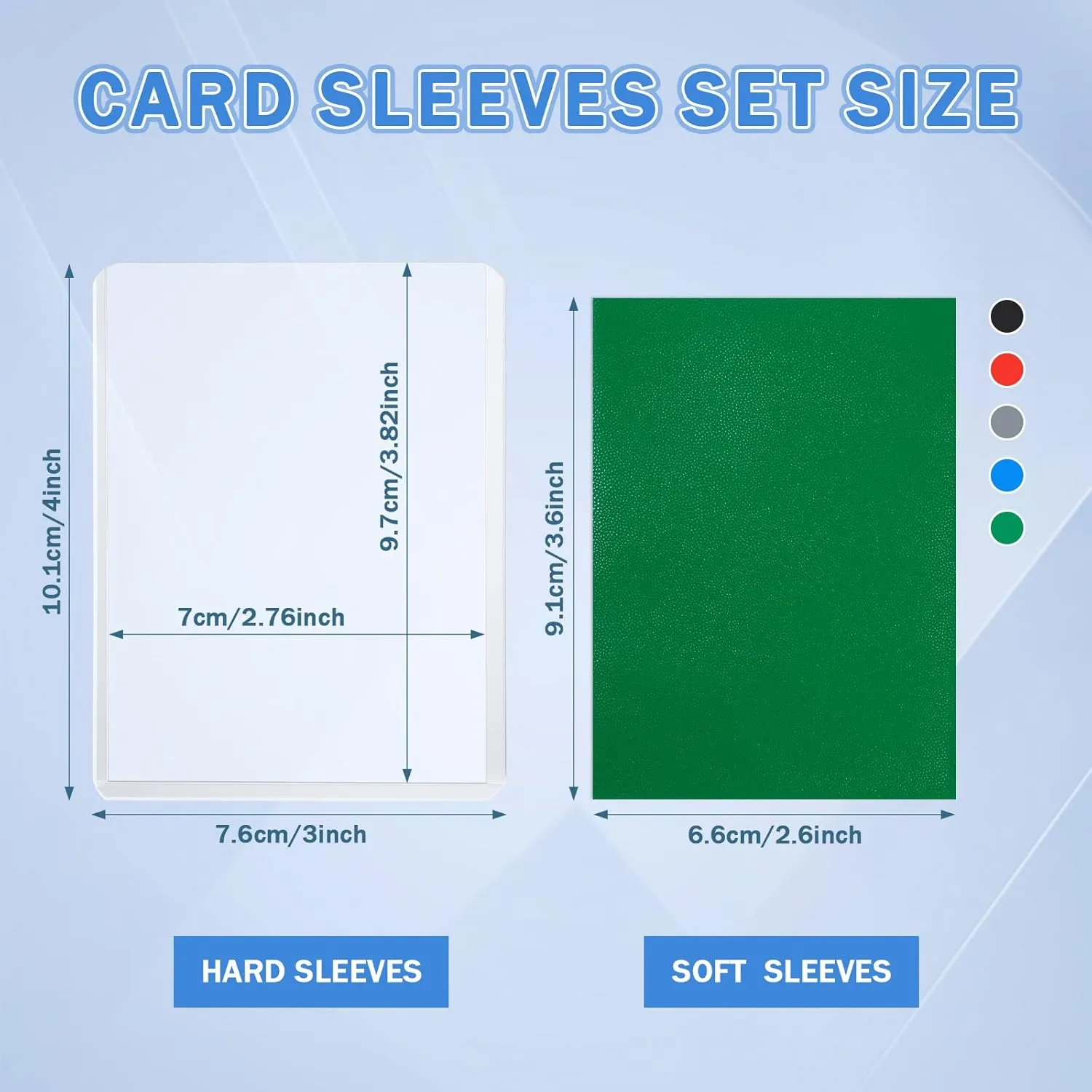 200ct Colored Card Sleeves Top Loads Combo, 100ct 3"x4" Top Load Cardholders with 100ct Matte Soft Protector Sleeves for Baseball Football TCG Deck Game Standard Trading Cards(Color Set 2)