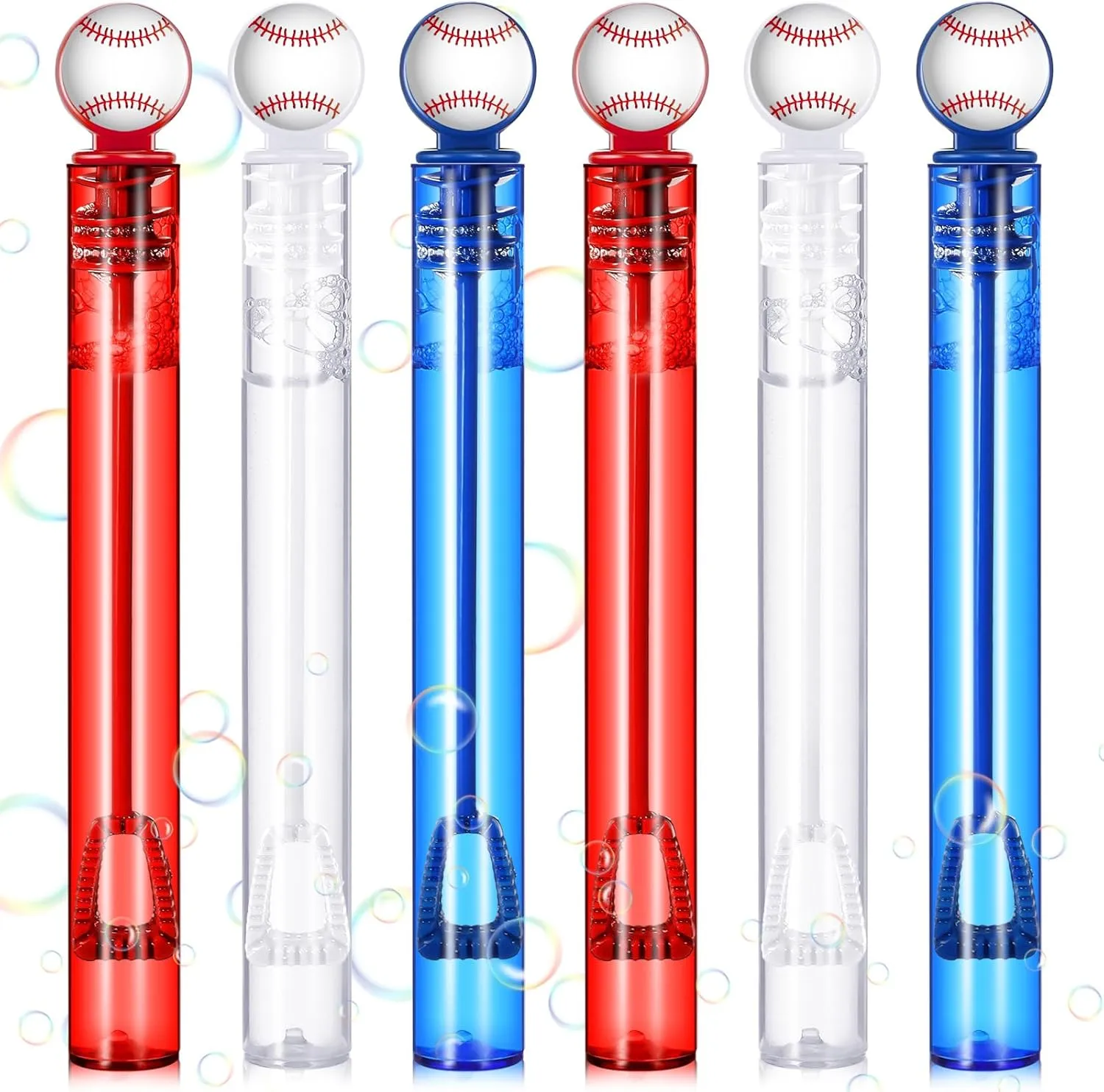 24 Pcs Baseball Bubble Wands Baseball Party Favors Birthday Bubble Wand Bulk Baseball Themed Party Decorations for Outdoor Summer Classroom Party Supplies Kids Goodie Bags Filler