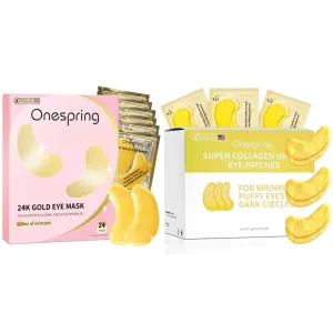 24K Gold Eye Mask Set - for Dark Circles, Puffiness, Eye Bags and Fine Lines, Contains Collagen, Hyaluronic Acid and Collagen Sesame Oil, Nourishing and Plumping, Ideal Gift For Women