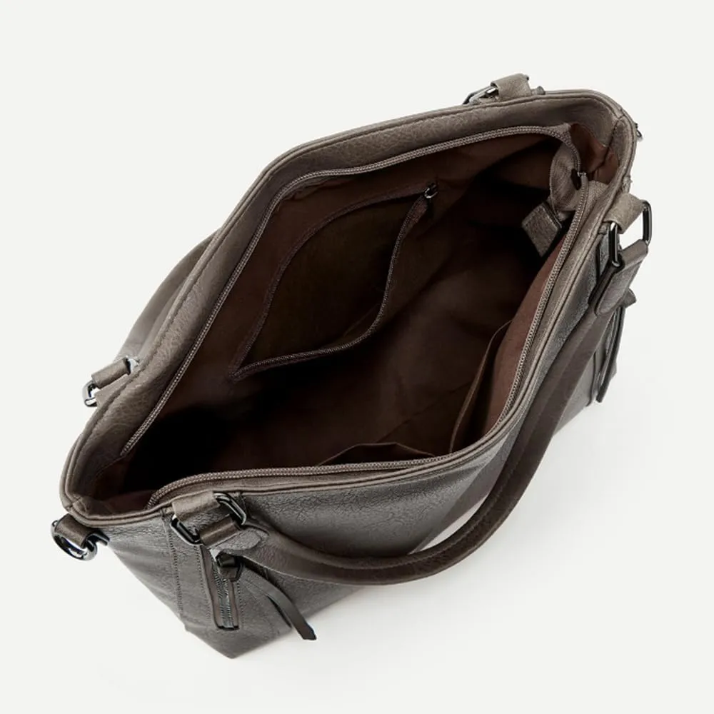 2pcs Women Hobo Handbag and Purse Satchel Set Faux Leather Zipper Shoulder Bag Clutch Wallet