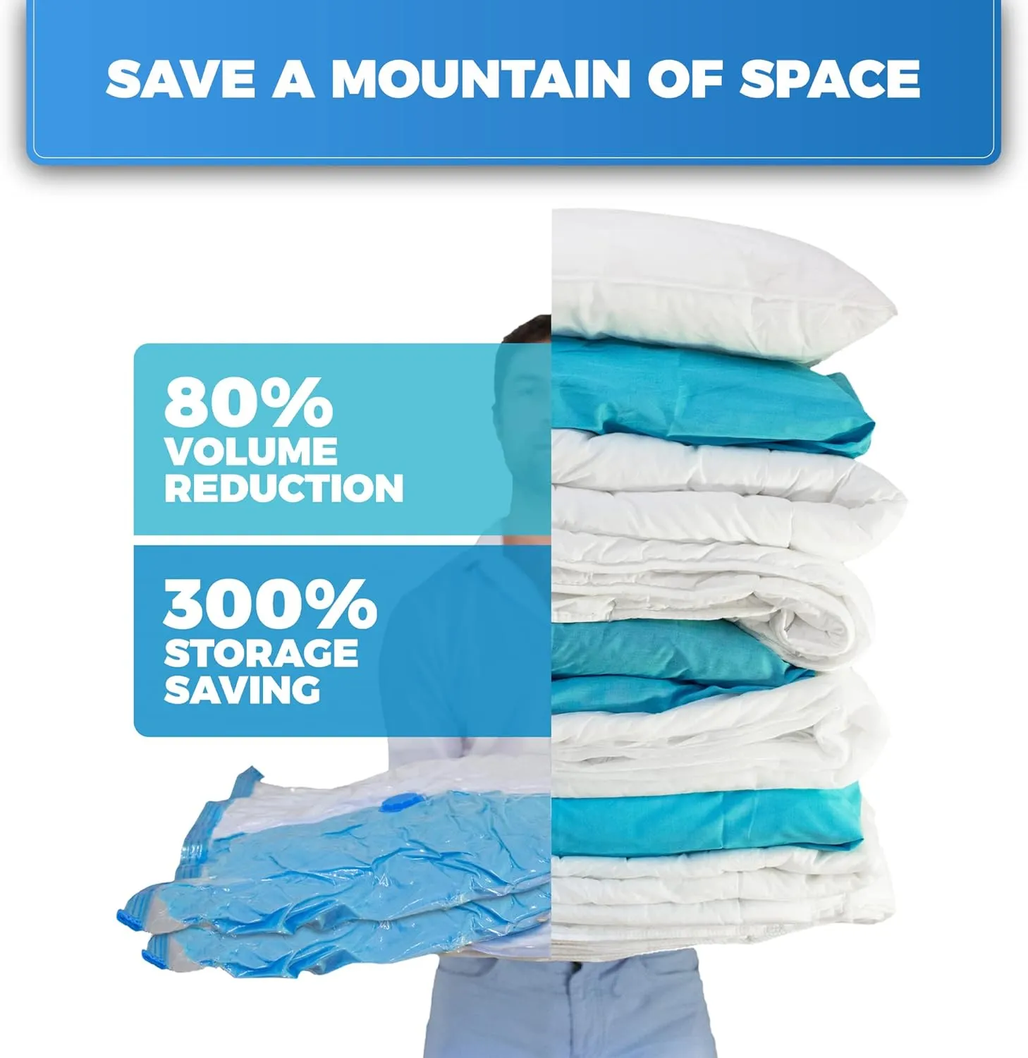 3-Pack XXL,Vacuum Storage Bags,Space Saver Bags for Clothes Storage – XL Comforters,Mattress Topper,3x XXL Bags (47x35in),Bonus 1x Large Bag (32x21in)