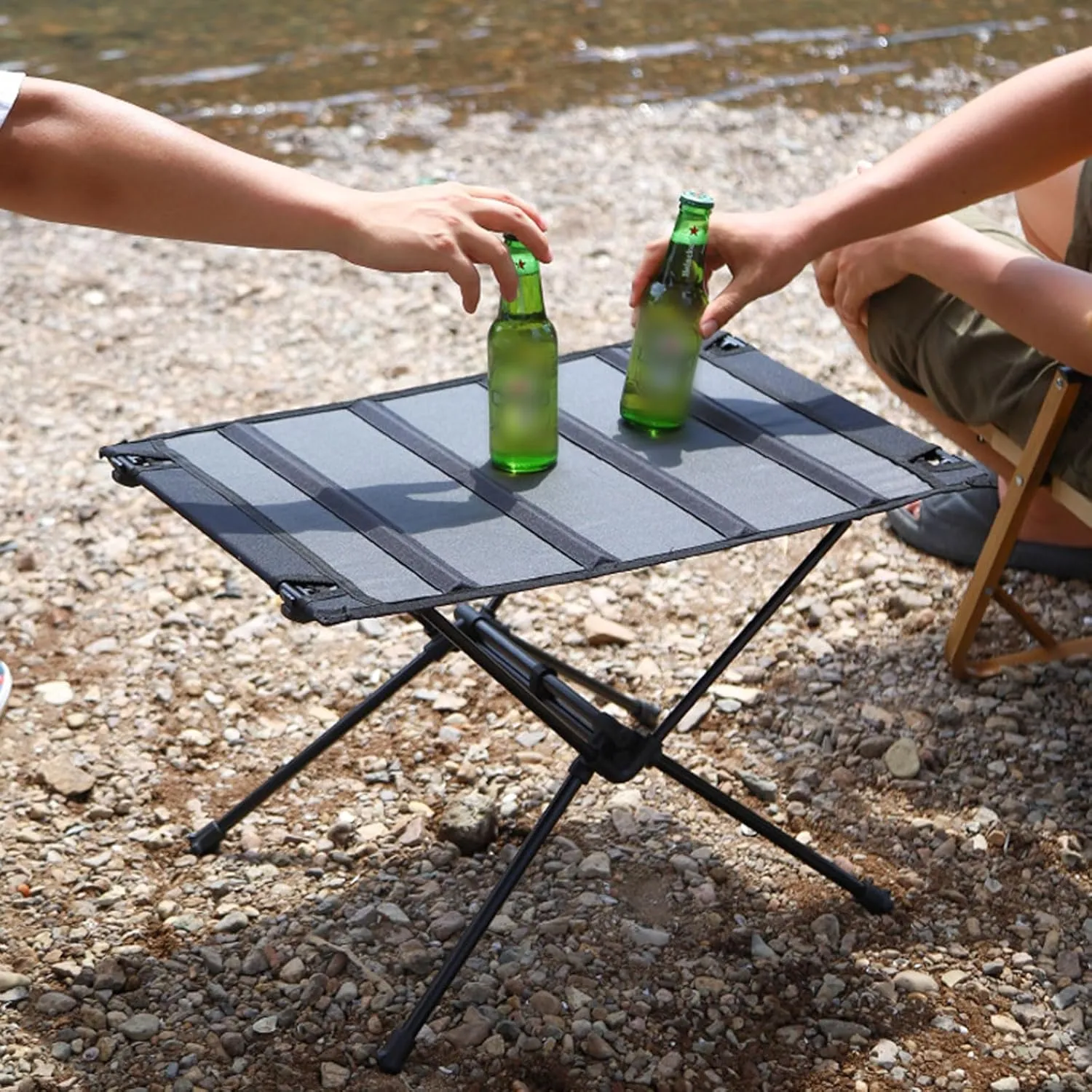 3 Pcs Portable Camping Table and Chairs, Light Outdoor Folding Table Small Compact Picnic Chairs Set, Oxford Cloth, Aluminum Alloy, Easy to Assemble