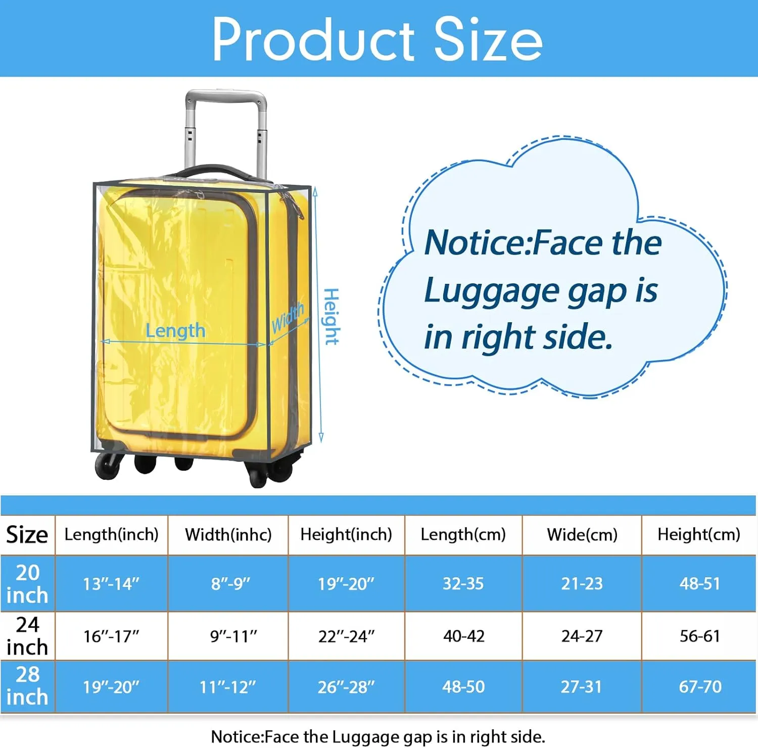 3 Pieces Clear Luggage Cover PVC Suitcase Luggage Protector Waterproof Cover(Gray Border,Regular Style)