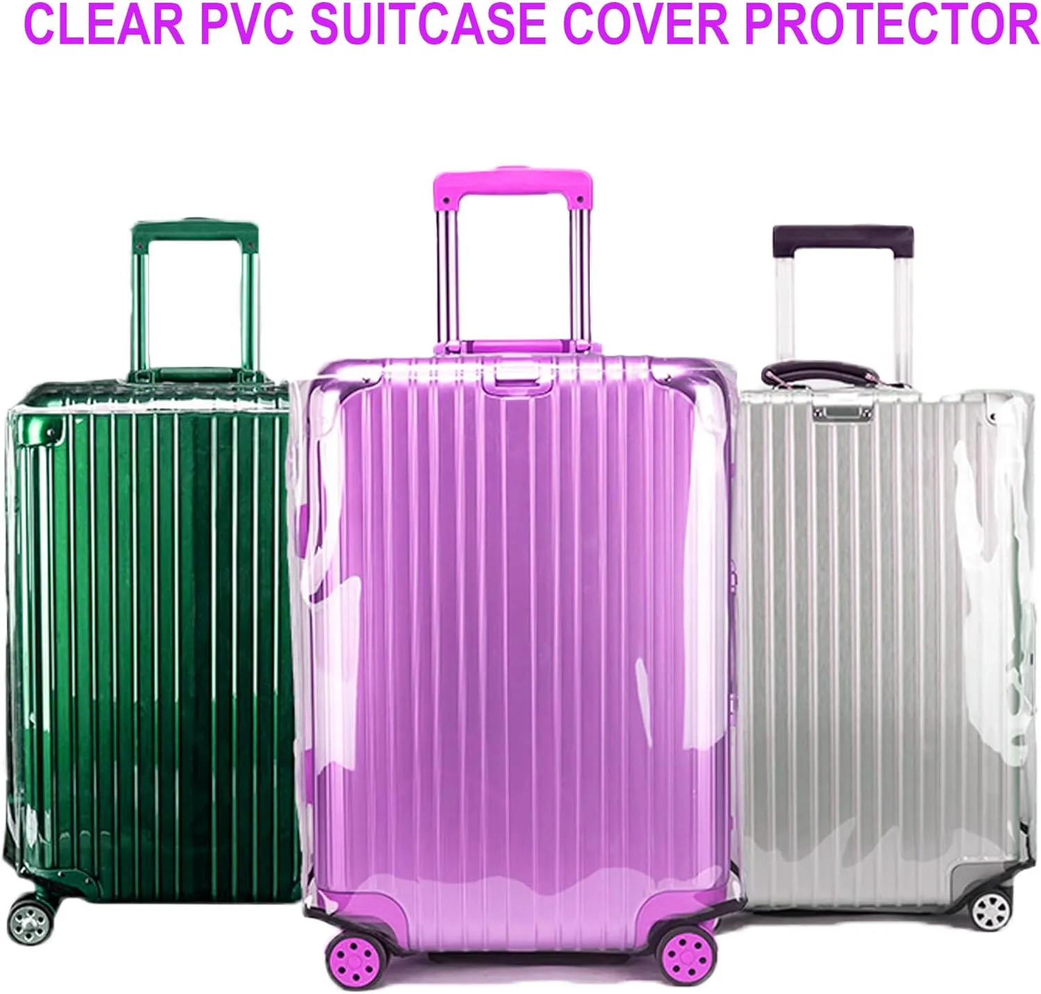 30 Inch Full Clear PVC Suitcase Cover Protectors for TSA Approved Travel Luggage Protector Covers Set Transparent Luggage Case Suitcase Suitable for 30"-31" Full Clear