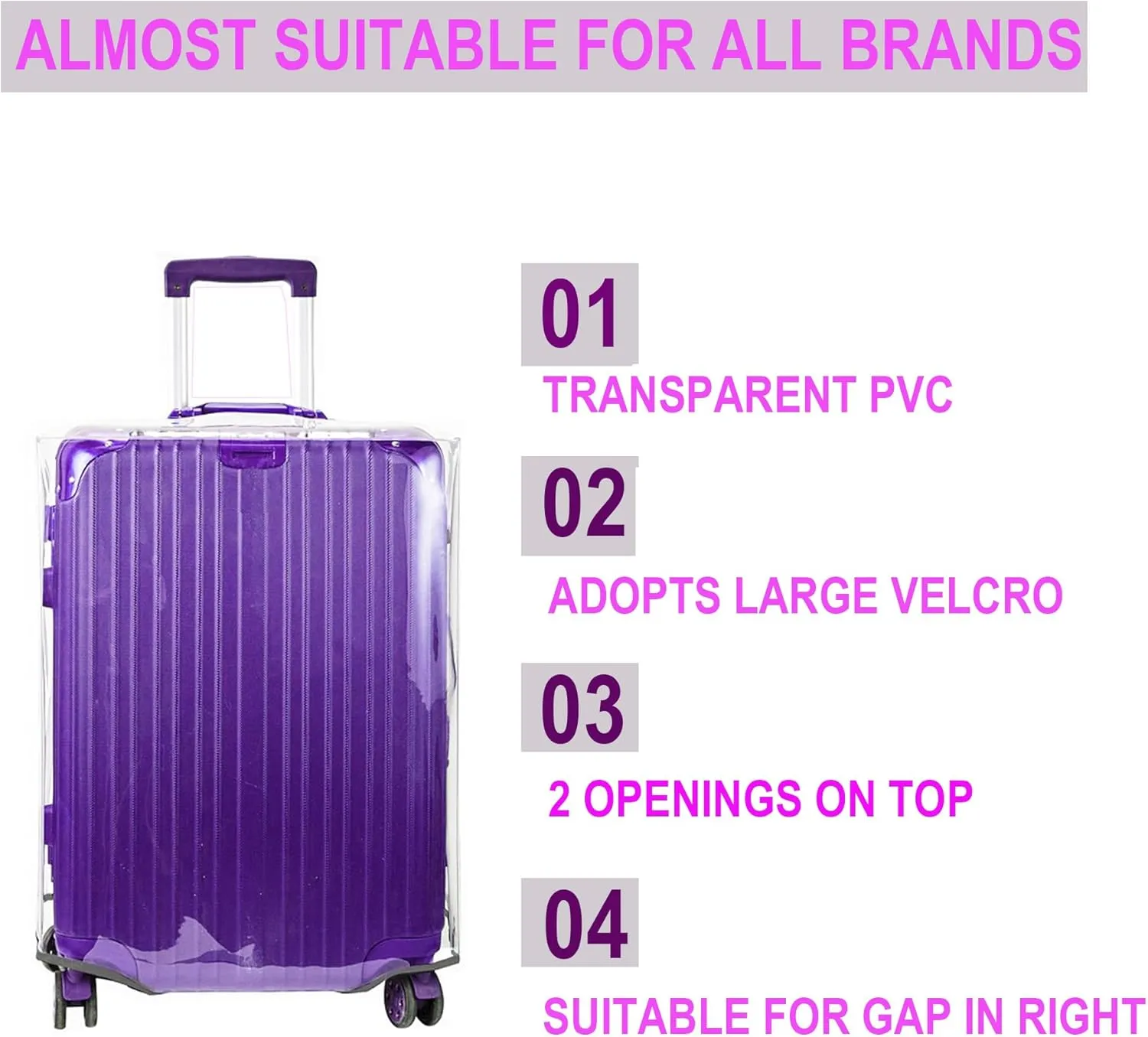 30 Inch Full Clear PVC Suitcase Cover Protectors for TSA Approved Travel Luggage Protector Covers Set Transparent Luggage Case Suitcase Suitable for 30"-31" Full Clear