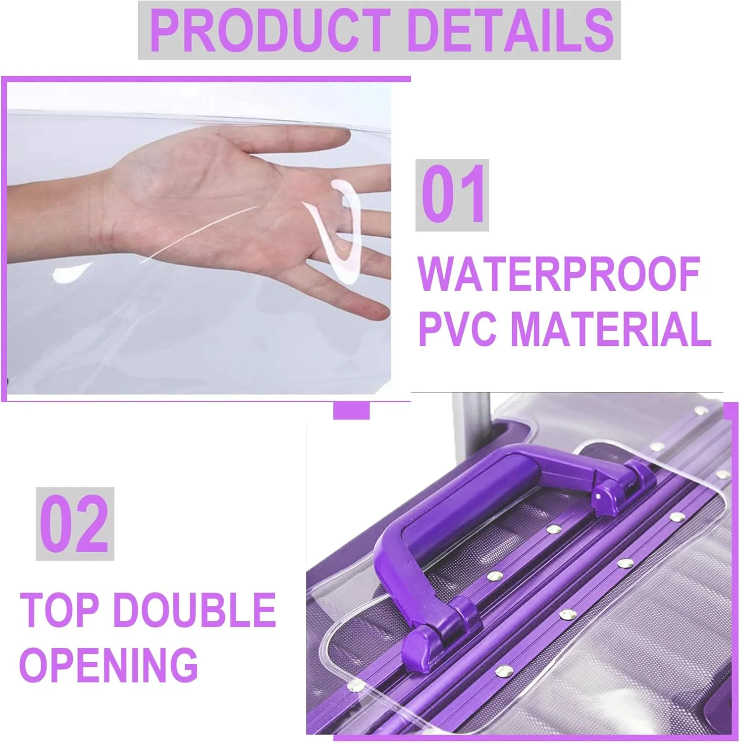 30 Inch Full Clear PVC Suitcase Cover Protectors for TSA Approved Travel Luggage Protector Covers Set Transparent Luggage Case Suitcase Suitable for 30"-31" Full Clear
