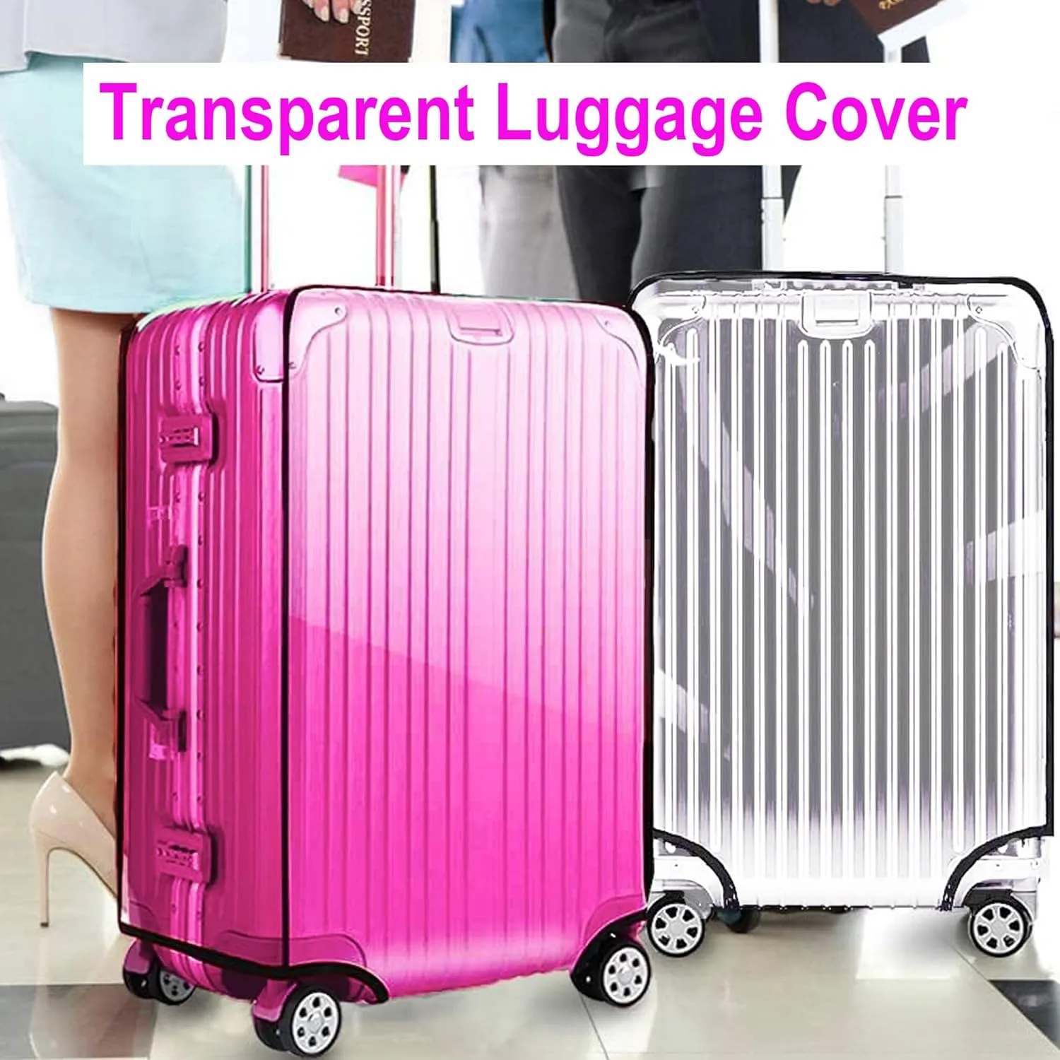 30 Inch Full Clear PVC Suitcase Cover Protectors for TSA Approved Travel Luggage Protector Covers Set Transparent Luggage Case Suitcase Suitable for 30"-31" Full Clear