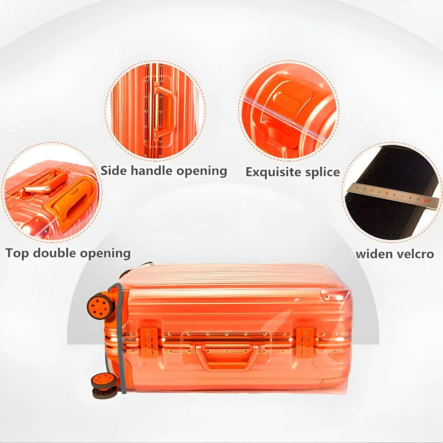30 Inch Full Transparent Luggage Protector Cover Waterproof PVC Thicken Full Clear Suitcase Protector Cover Travel Case Suitable for 30"-31" Full Clear
