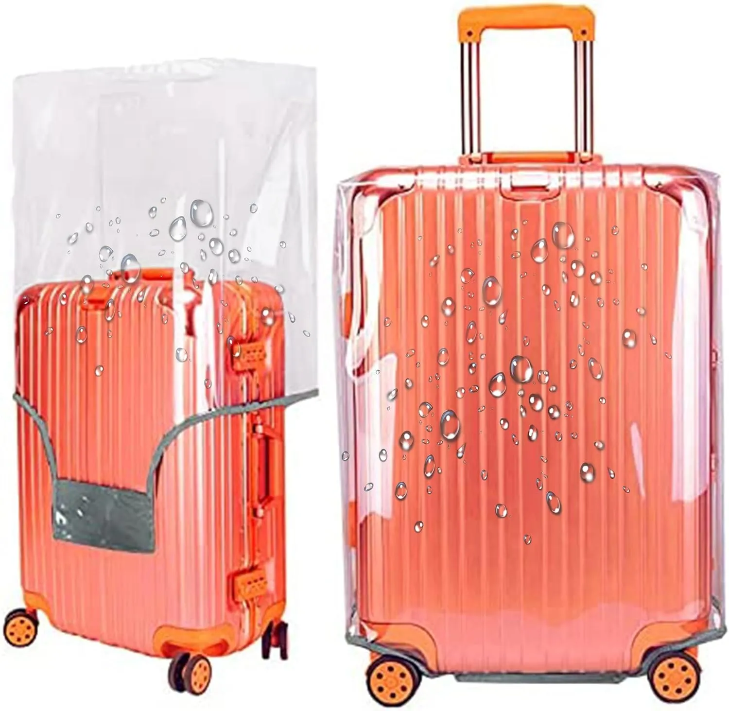 30 Inch Full Transparent Luggage Protector Cover Waterproof PVC Thicken Full Clear Suitcase Protector Cover Travel Case Suitable for 30"-31" Full Clear