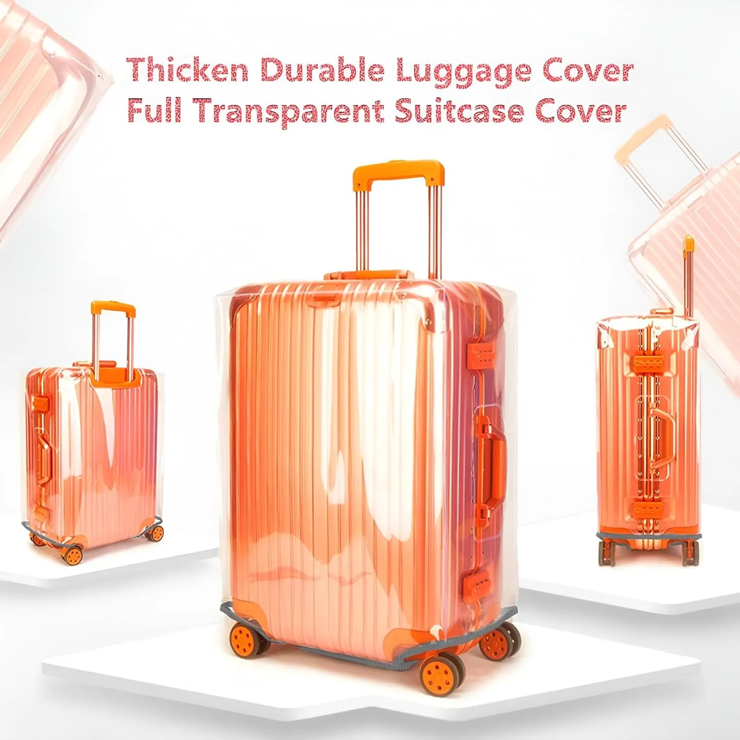 30 Inch Full Transparent Luggage Protector Cover Waterproof PVC Thicken Full Clear Suitcase Protector Cover Travel Case Suitable for 30"-31" Full Clear
