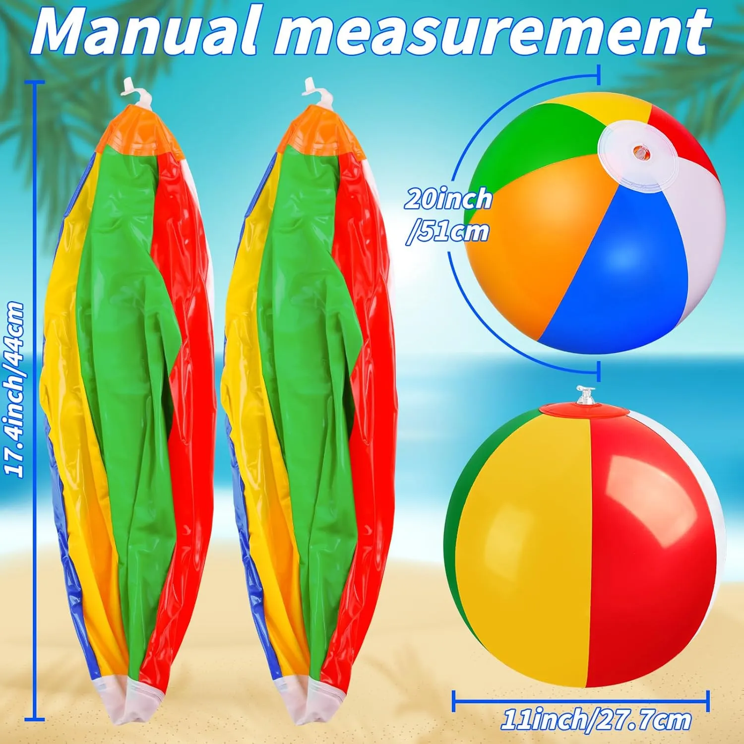 30 Pack Large Beach Ball, 20" Jumbo Rainbow Beach Ball Bulk, Inflatable Pool Toys for Party Supplies Decorations, Adults Kids Birthday Luau Summer Beach Water Games Beachballs Party Favors