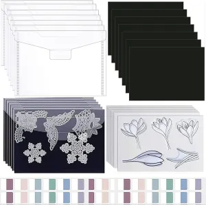 40 Clear Stamp & Die Cut Storage Bags with Magnetic Sheets & Stamp Panels, Resealable Plastic Storage Pockets for Organizing Scrapbook Supplies