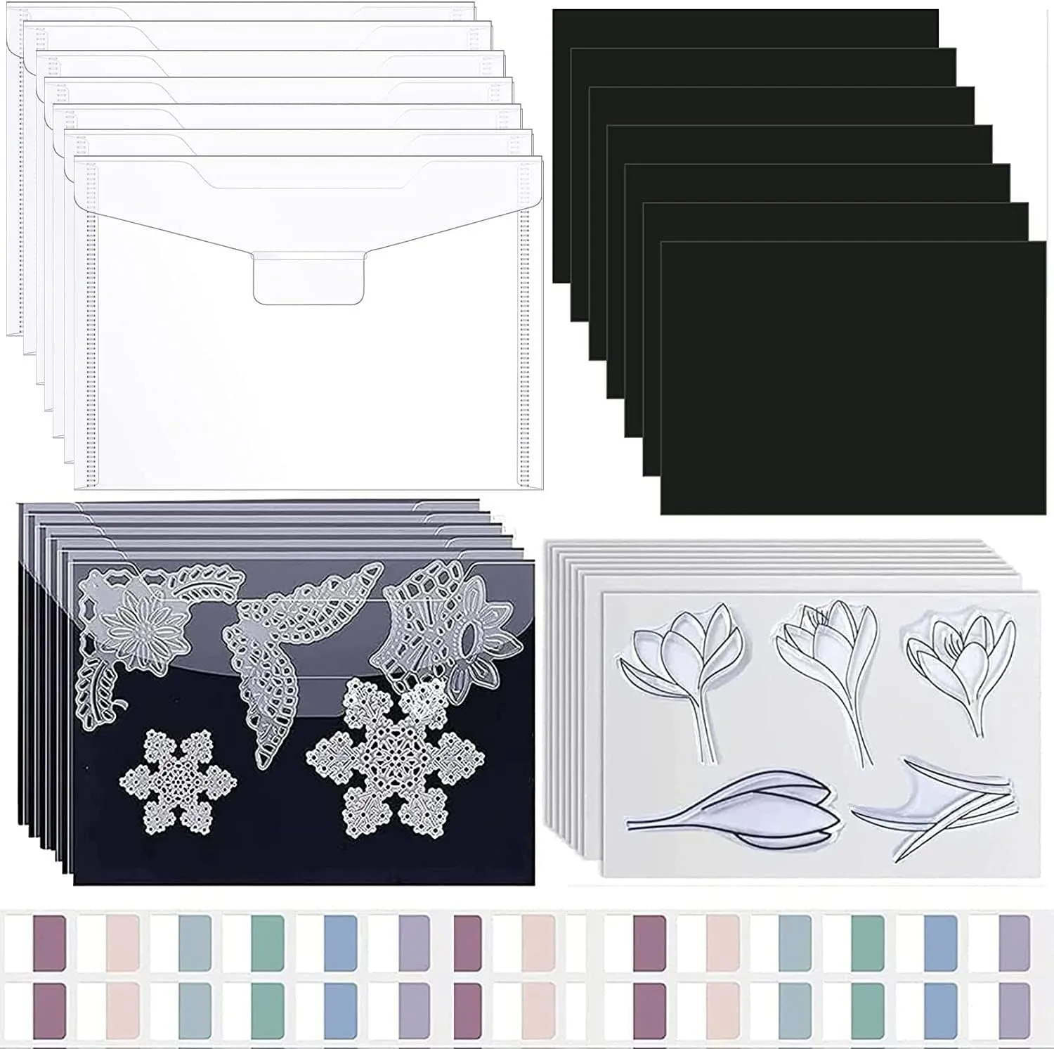 40 Clear Stamp & Die Cut Storage Bags with Magnetic Sheets & Stamp Panels, Resealable Plastic Storage Pockets for Organizing Scrapbook Supplies