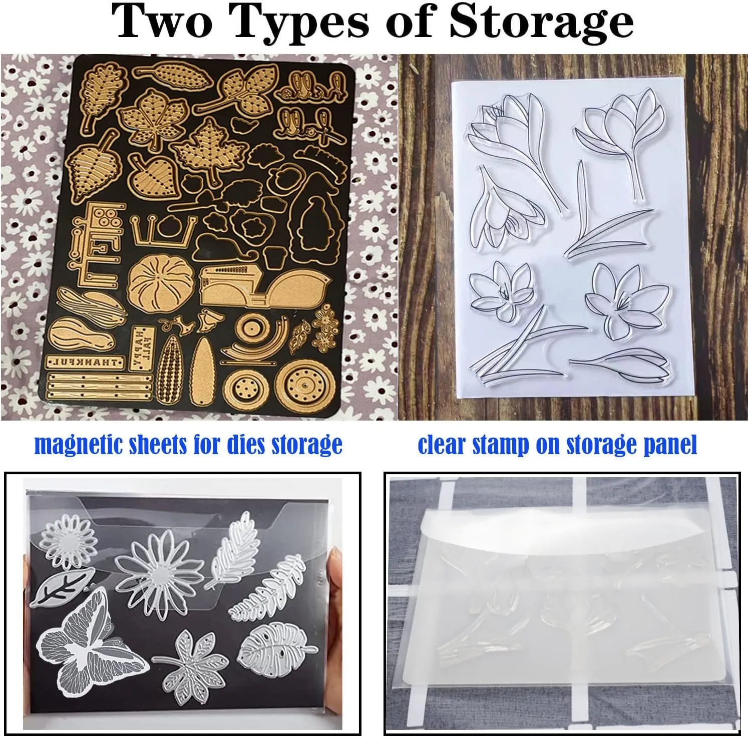 40 Clear Stamp & Die Cut Storage Bags with Magnetic Sheets & Stamp Panels, Resealable Plastic Storage Pockets for Organizing Scrapbook Supplies