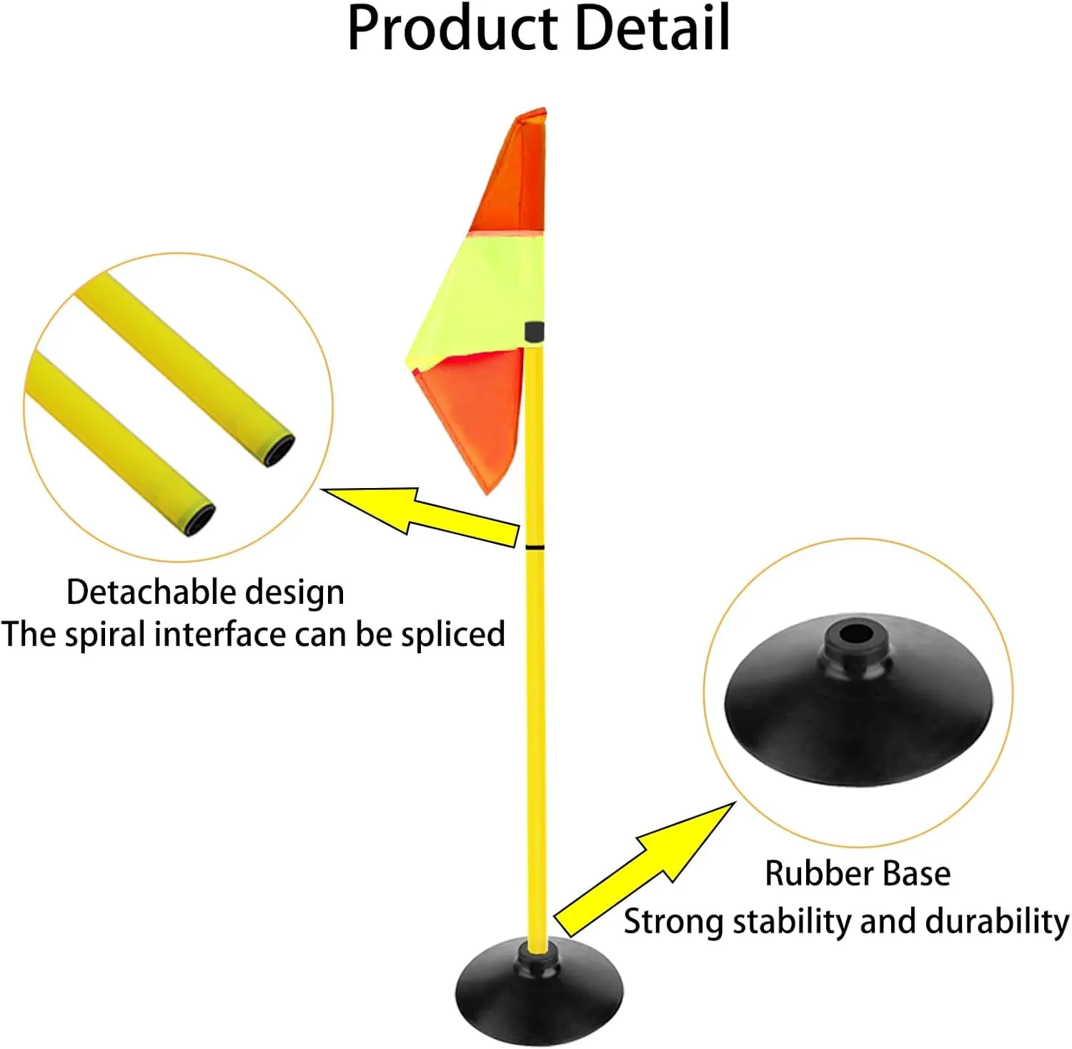 4.9FT Multifunction Football Agility Training Pole Field Warning Rod Corner Flag Pole with Base
