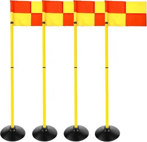 4.9FT Multifunction Football Agility Training Pole Field Warning Rod Corner Flag Pole with Base