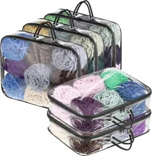 5 Pack Clear Yarn Storage Bags, 12x16x4 Inches Yarn Storage Organizer Tote Bag for Knitting Needles Crochet Hooks Yarn Balls Yarn and Unfinished Project