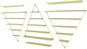 5 Tier Wall-Mounted Metal Nail Polish Storage Racks, Gold Simple Triangular Floating Wall Mount Shelves, Cosmetic Display Cases, Lipstick Perfume Wall Shelf, for Home Spa Nail Salon Shop