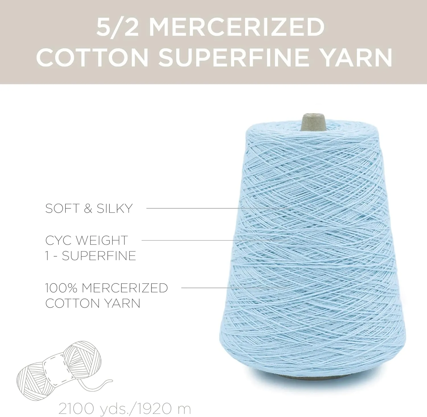 5/2 Perle Mercerized Cotton Weaving Yarn by Silk City Fibers, Baby Blue