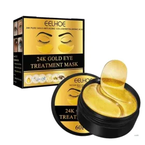 60 Pieces 24K Gold Eye Mask, Anti-Aging, Dark Circles, Eye Bags, Repairing Skin Care Pad, Eye Cream, Eye Essence