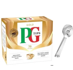 80 Gold Tea Bags from Great Britain   Tea Bag Spoon
