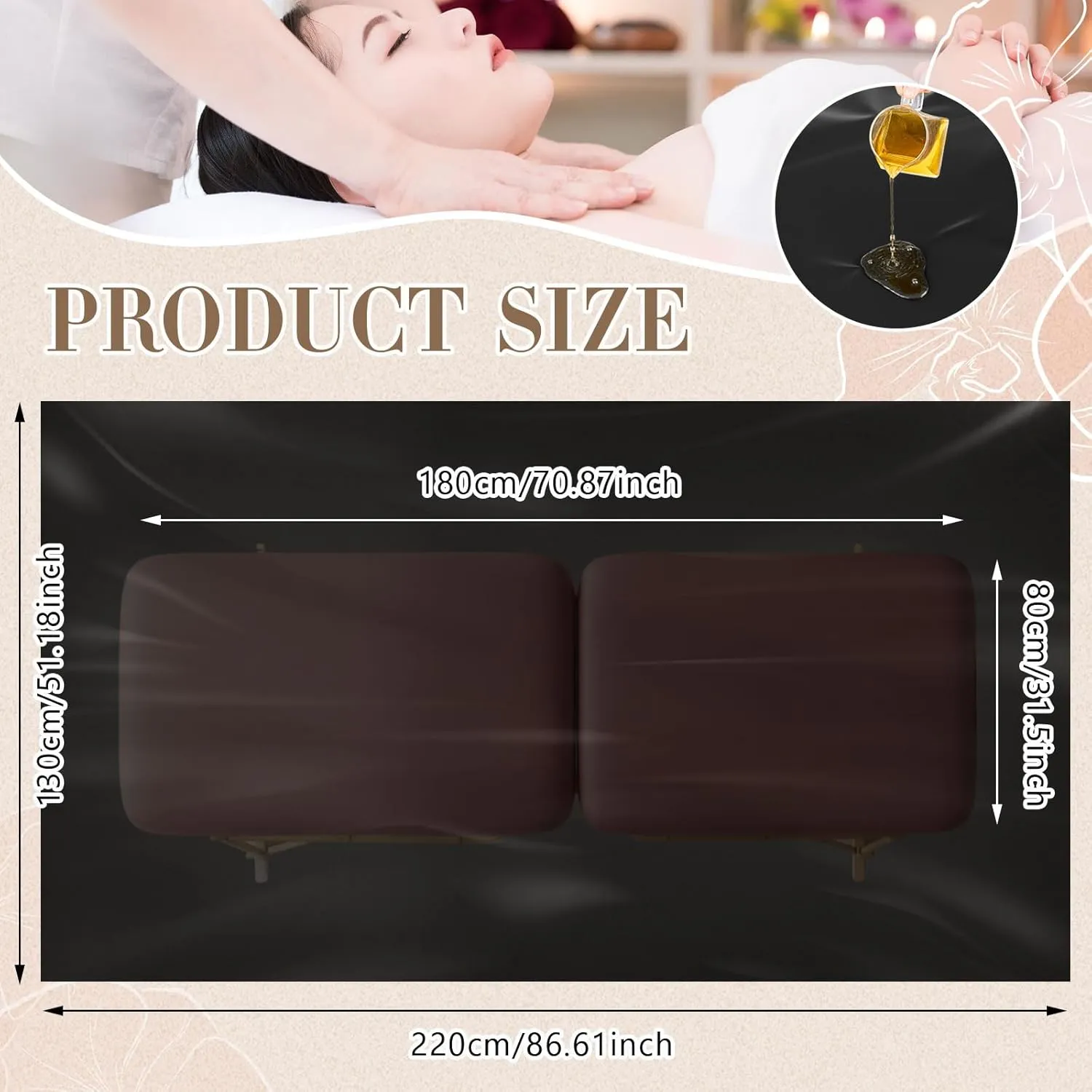 87 x 51 Inch Massage Table Sheet Reusable Wax Mat Pad Waterproof PVC Waxing Mat for Esthetician Bed Oilproof Wax Bed Cover for SPA Beauty Tattoo Grafting Eyelash (Black)