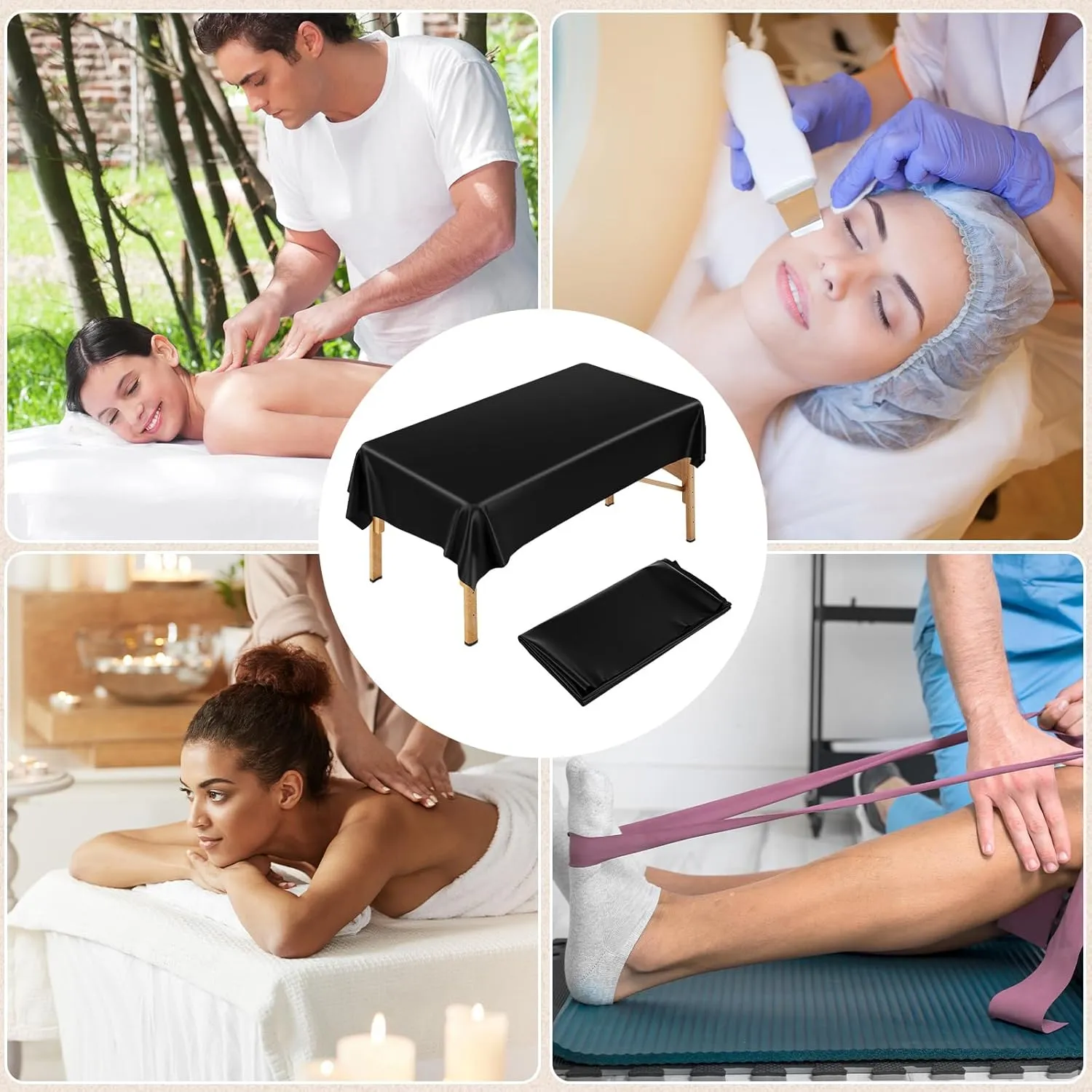 87 x 51 Inch Massage Table Sheet Reusable Wax Mat Pad Waterproof PVC Waxing Mat for Esthetician Bed Oilproof Wax Bed Cover for SPA Beauty Tattoo Grafting Eyelash (Black)