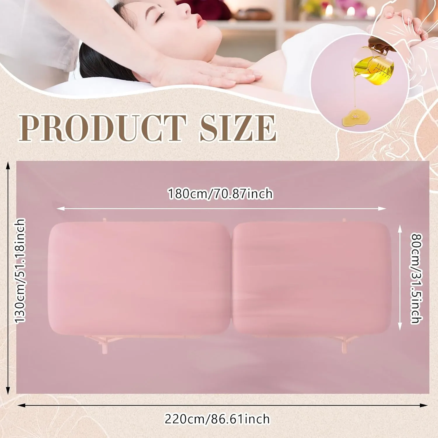 87 x 51 Inch Massage Table Sheet Reusable Wax Mat Pad Waterproof PVC Waxing Mat for Esthetician Bed Oilproof Wax Bed Cover for Spa Beauty Tattoo Grafting Eyelash (Pink)